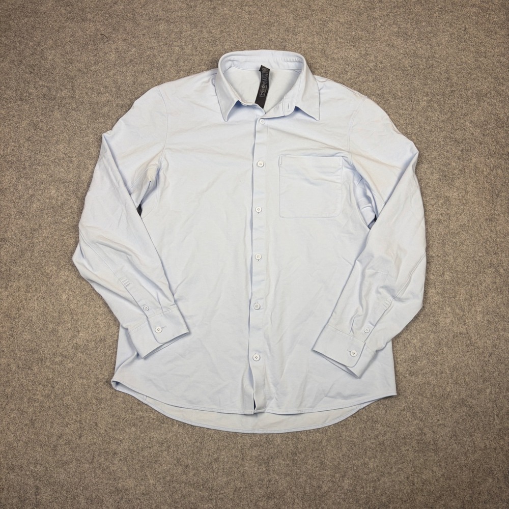 Lululemon Commission Long Sleeve Shirt Mens Medium Blue Button Down LM3DSPS